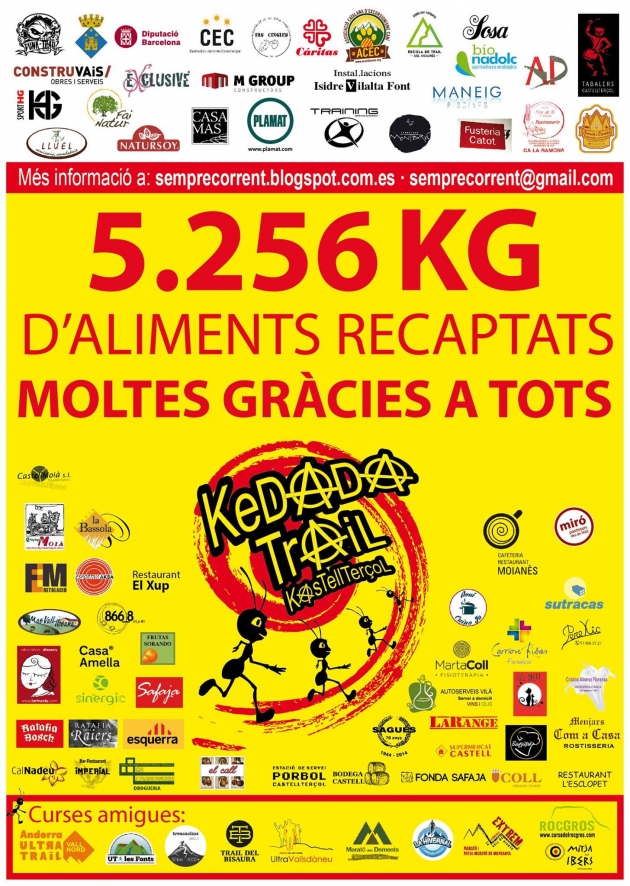 Cartel de agradecimiento de la Kedada Trail