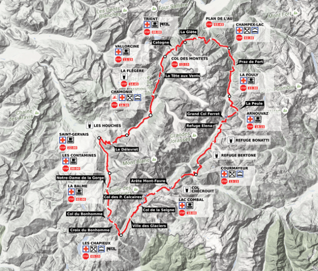 Carte UTMB topography