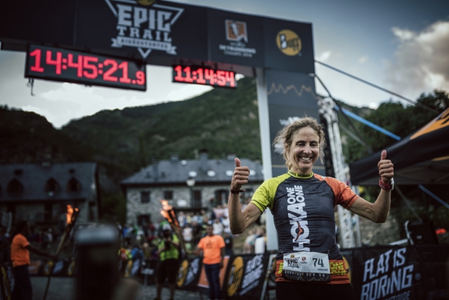 Caroline Chaverot tras ganar la Buff Epic Trail Foto (c) GuillemTrius 