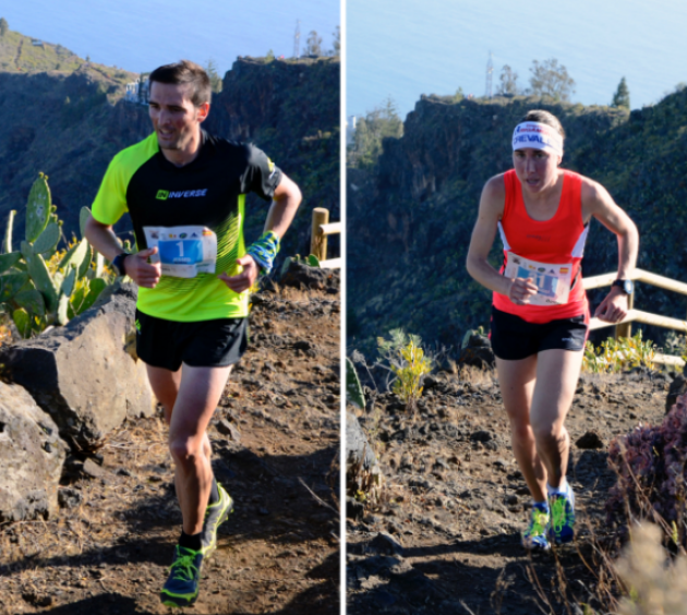 Los vencedores del Binter Kilómetro de Transvulcania, Jessed Hernández y Alice Gaggi.  Fotos: Miguel Calero