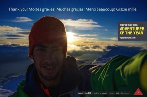 Foto que Kilian Jornet ha compartido en redes agradeciendo el galardón. Foto: Kilian Jornet