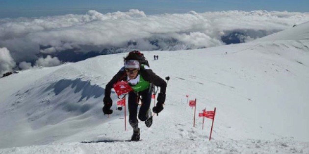 Marco de Gasperi en una de las pruebas de las SNS Rusia, la del Elbrus. Foto: ISF